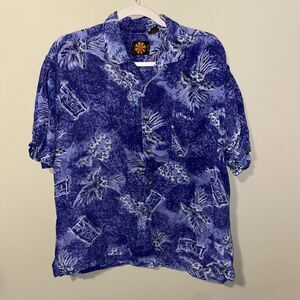 Bulls Eye Men’s Button Down Shirt Blue